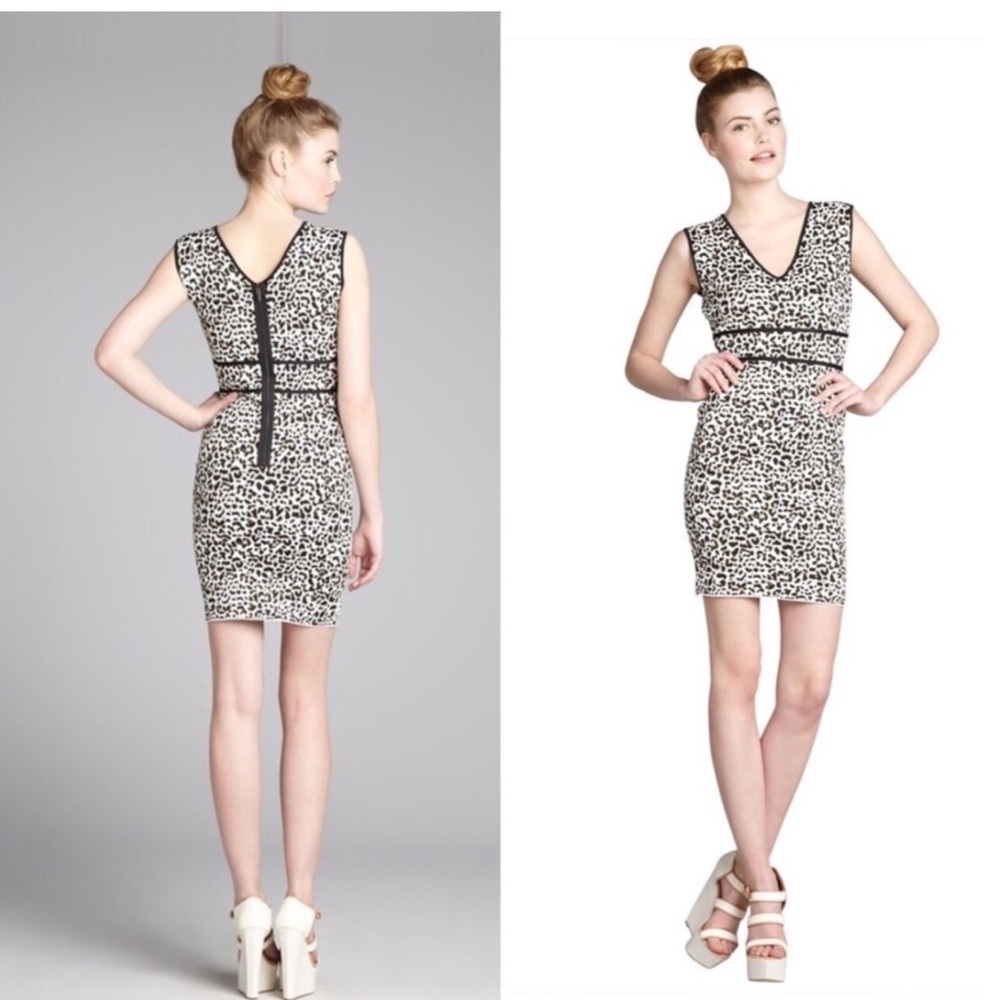 BCBGMaxAzria Black and White Animal Print Mini Dress